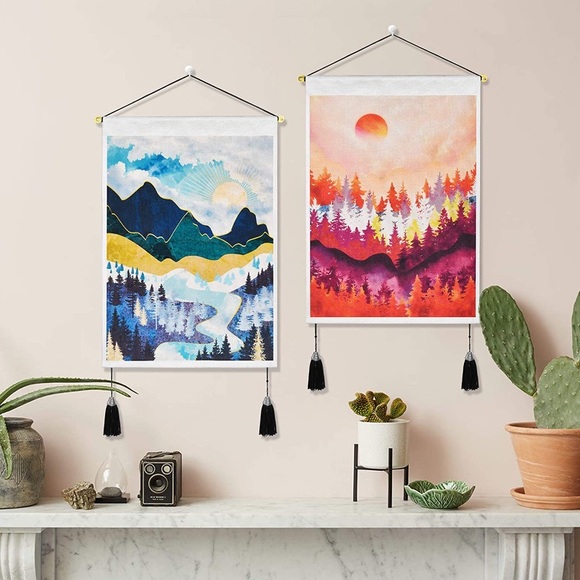 Retro Spring/Fall California Mountains Nature Pop Art Tapestry Wall Room Decor - Picture 7 of 7